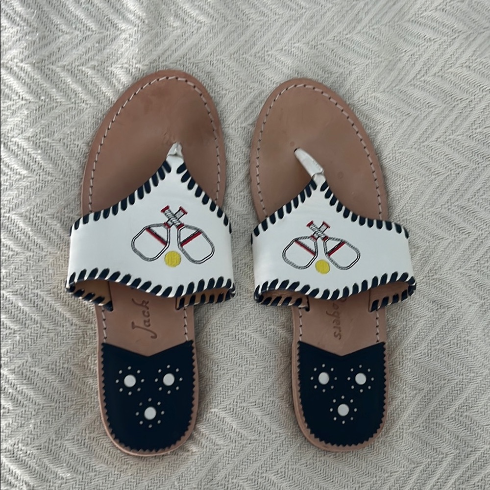 Jack Rogers White and Blue Sandals Slip-On Style